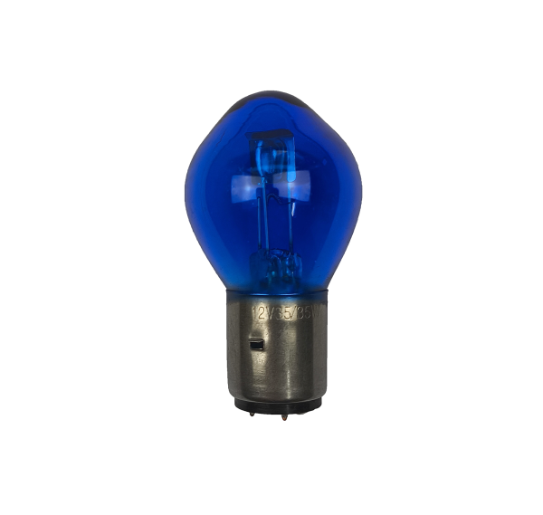 ŻARÓWKA LAMPY S2 / BA20D - BAŃKA PRZÓD 12V - 35W/35W - NIEBIESKA - BEZ ECE